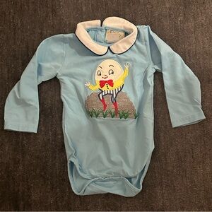Light Blue Humpty Dumpty Long-Sleeve Baby Bodysuit